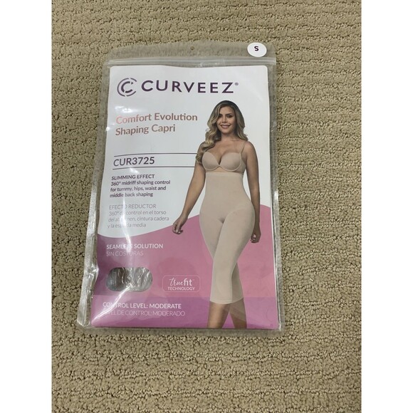 Curveez Brown Mocha high waist Comfort Evolution Shaping Capri Legging Sz S New - Picture 1 of 6